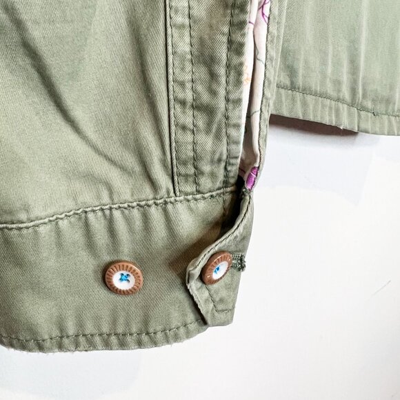 American Eagle Womens Jacket Green Collared Tan Button Down Size Medium - Picture 6 of 12